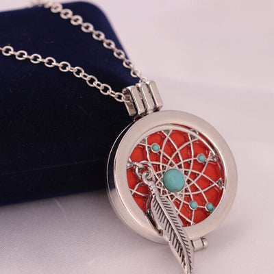 Feather Pendant Oil Diffuser Necklace