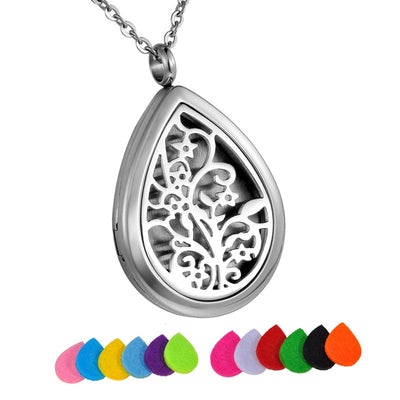 Tree Life Water Drop Oil Diffuser Necklace