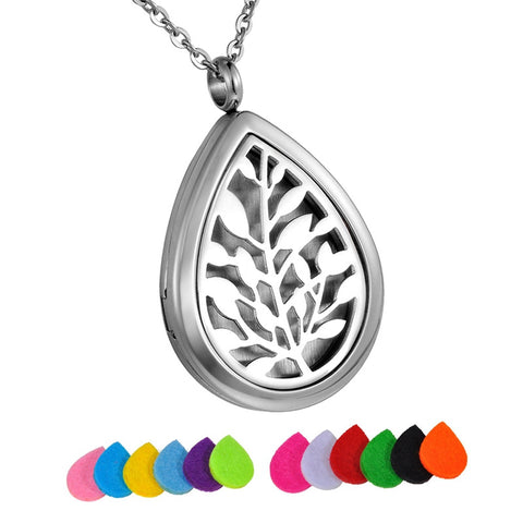 Tree Life Water Drop Oil Diffuser Necklace